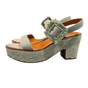 LUCKY BRAND YIDRIS DENIM ESPADRILLE PLATFORM SANDALS. SIZE 12M